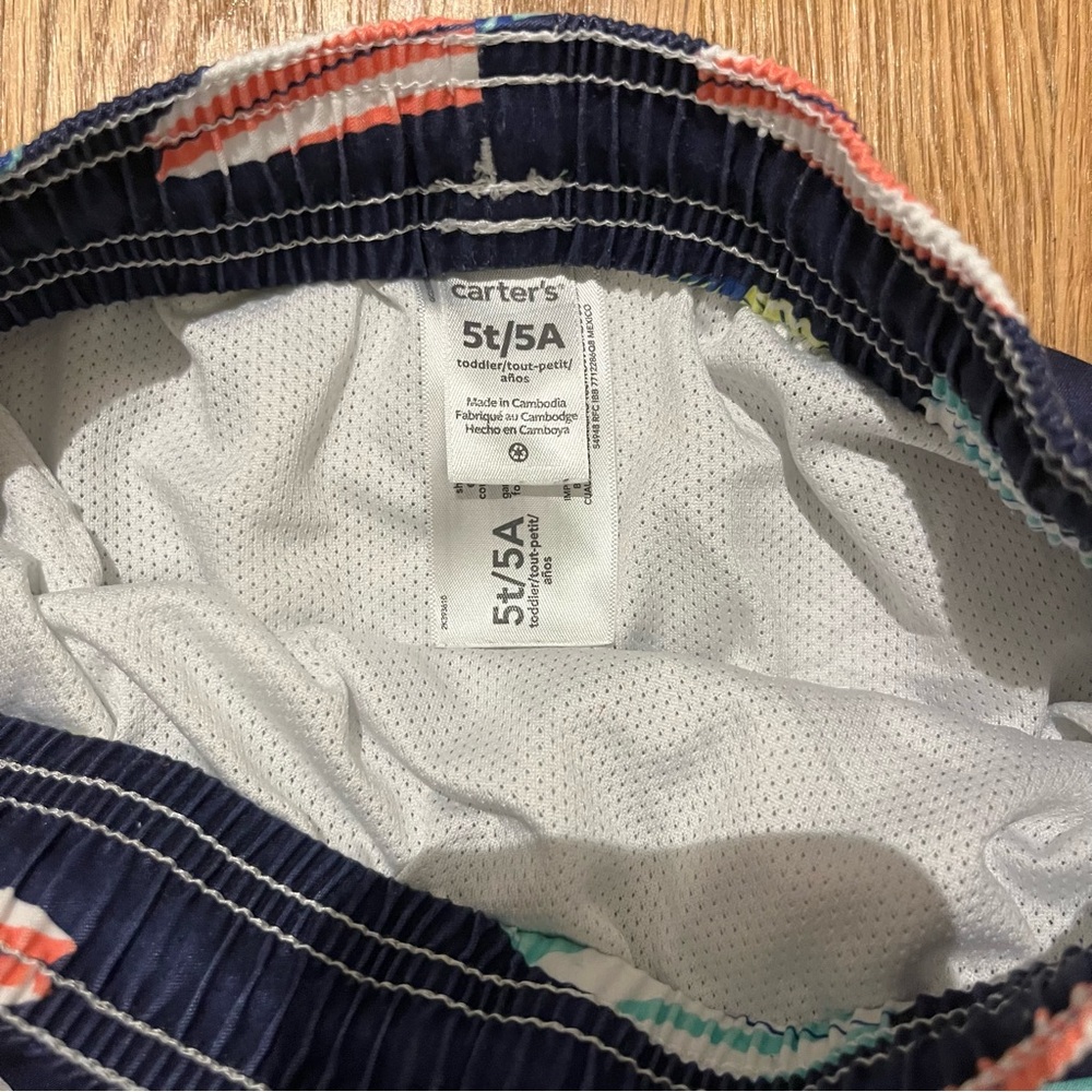 [3 for $15] CARTER’S Kids Swim Trunks - Navy with Multicolor Surfboards (5T) - Picture 3 of 4